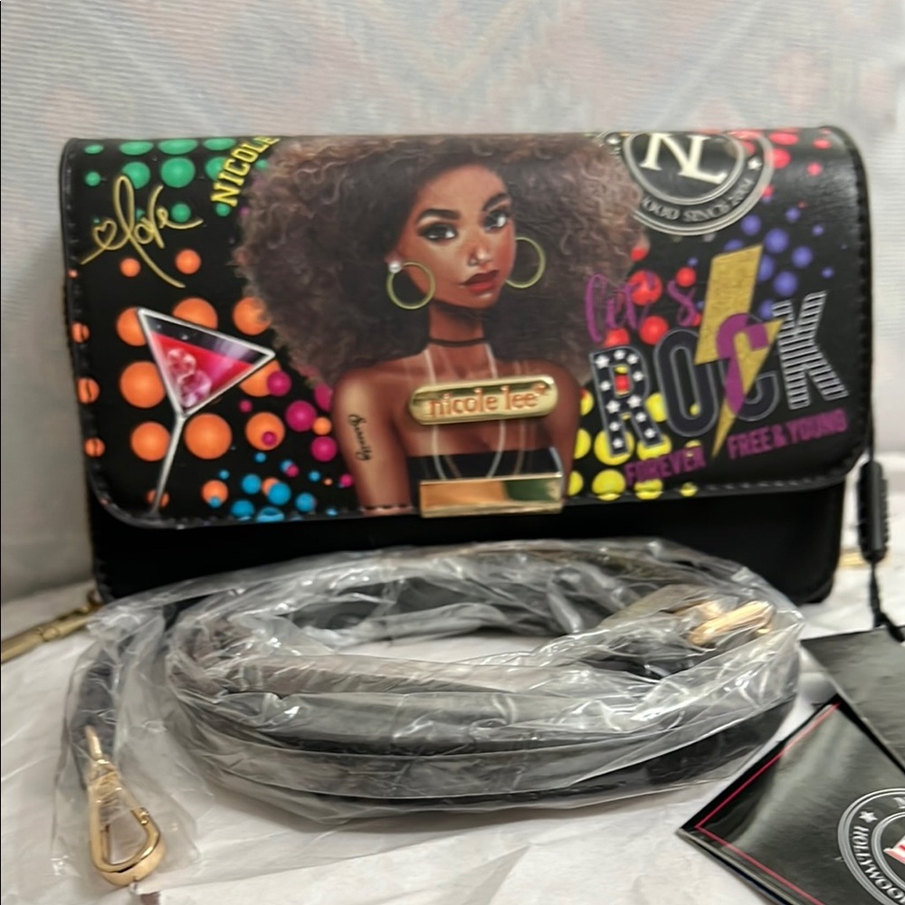 Nicole Lee NWT Black and Multicolor Women's crossbody Bag